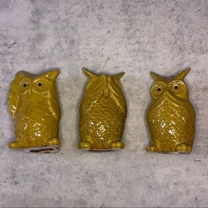 NWT Ceramic Owls - Mustard